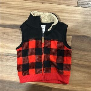 3/15$ Red and Black Checkered Vest with Sherpa Lining